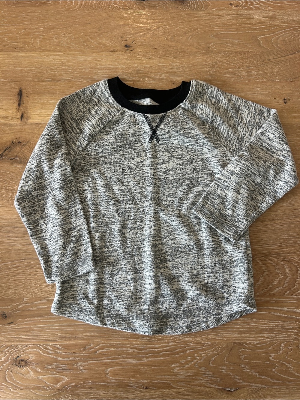 Heathered Gray Crewneck Sweatshirt with Black Trim